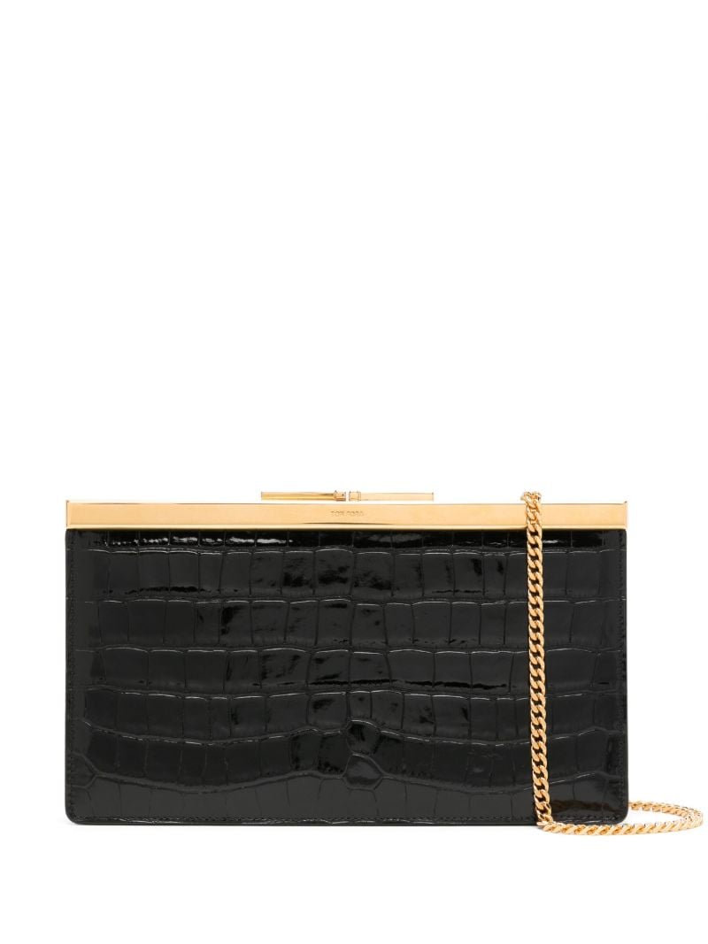 Black Crocodile-effect Clutch Bag