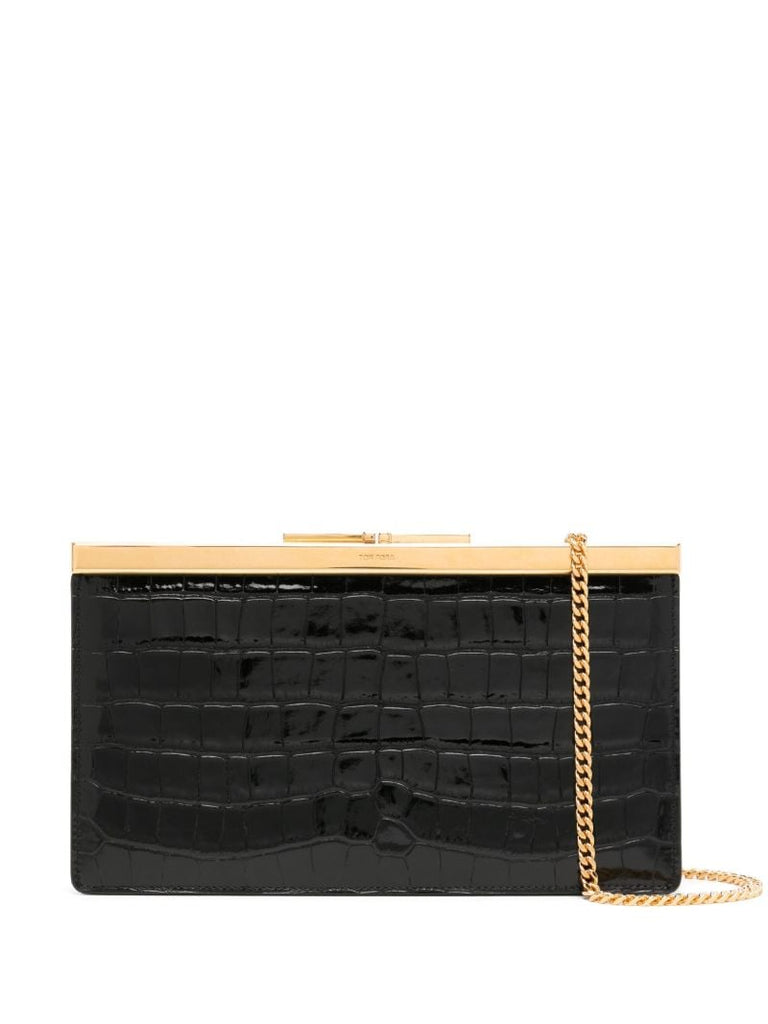 Black Crocodile-effect Clutch Bag