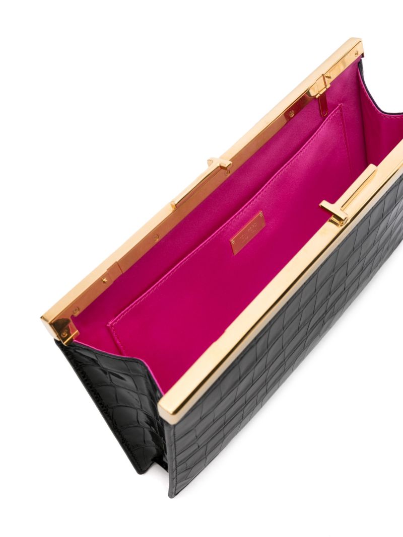 Black Crocodile-effect Clutch Bag