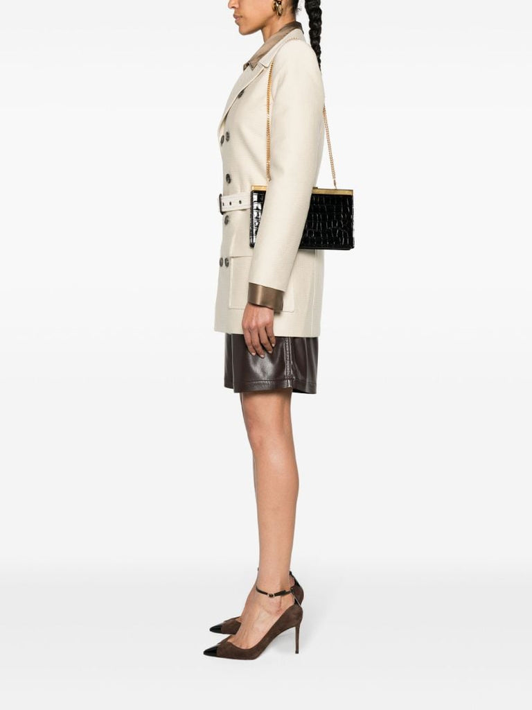 Black Crocodile-effect Clutch Bag