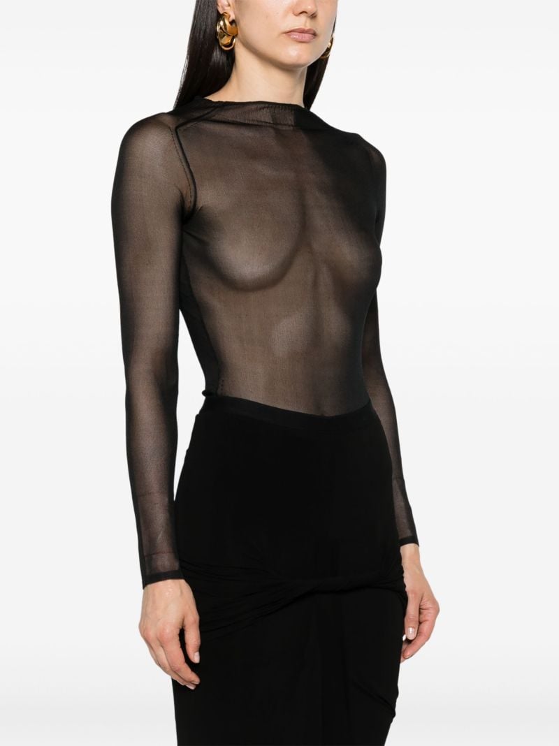 Black Long-sleeved Sheer Top
