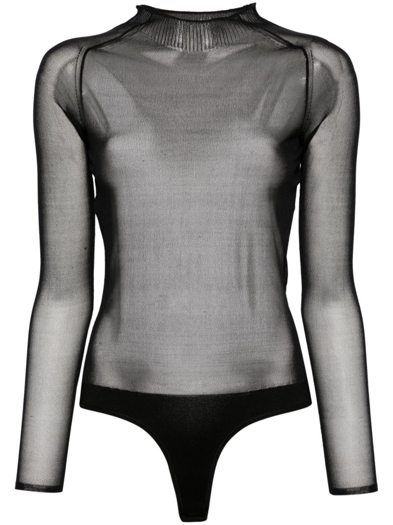 Black Long-sleeved Sheer Top