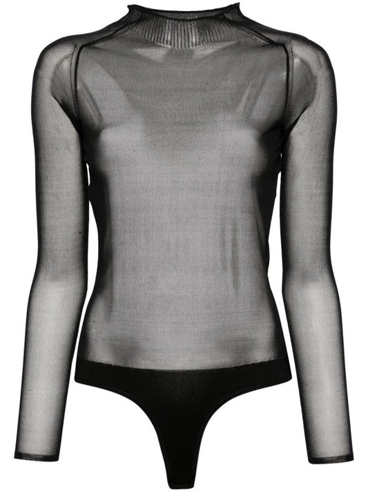 Black Long-sleeved Sheer Top