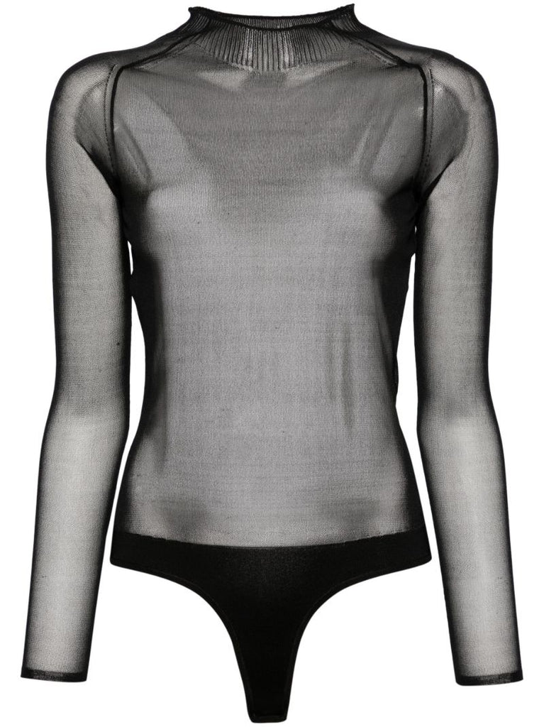 Black Long-sleeved Sheer Top