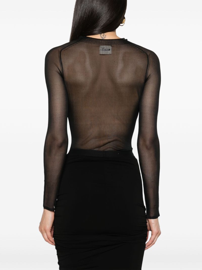 Black Long-sleeved Sheer Top