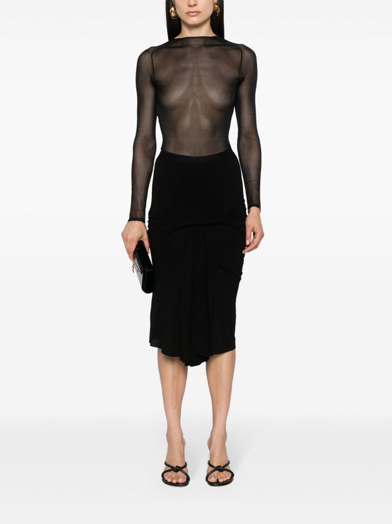Black Long-sleeved Sheer Top