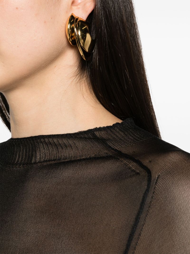 Black Long-sleeved Sheer Top