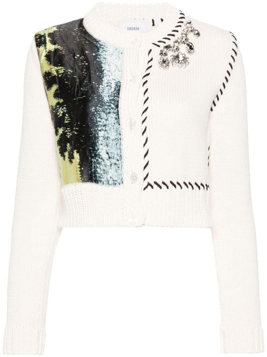 Neutral Panelled Cotton Cardigan