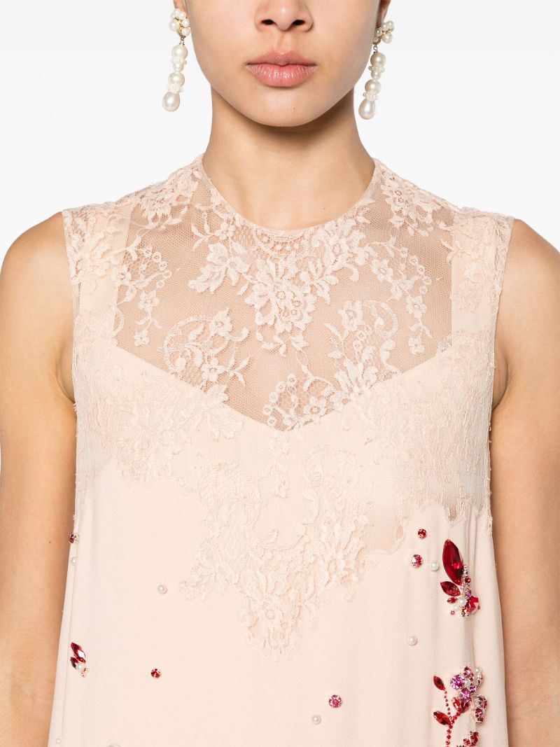 Pink Lace-panelled Slip Dress
