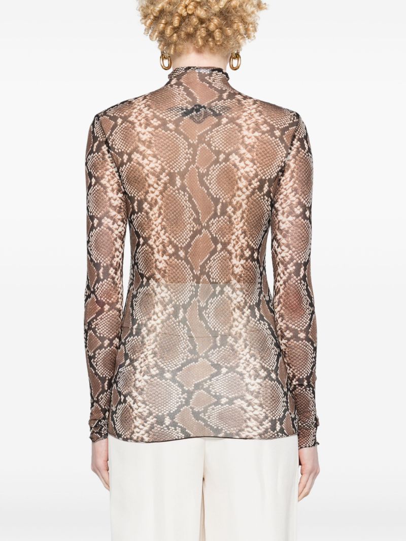 Brown Python-print Silk Top