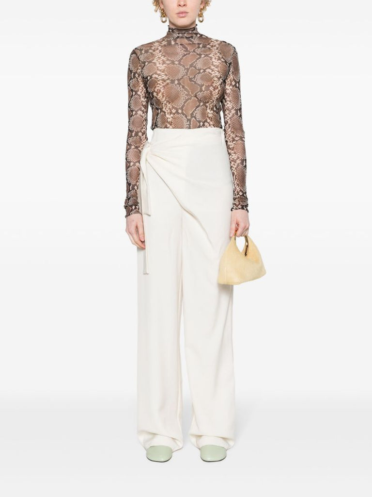 Brown Python-print Silk Top