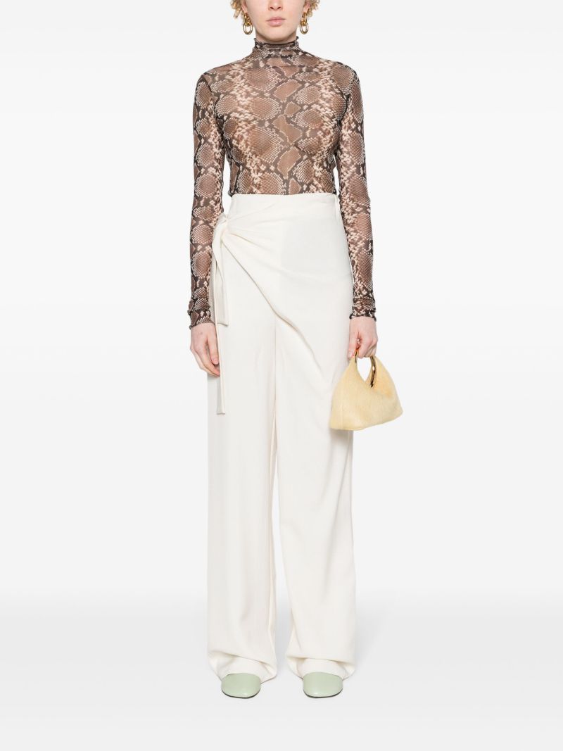 Brown Python-print Silk Top