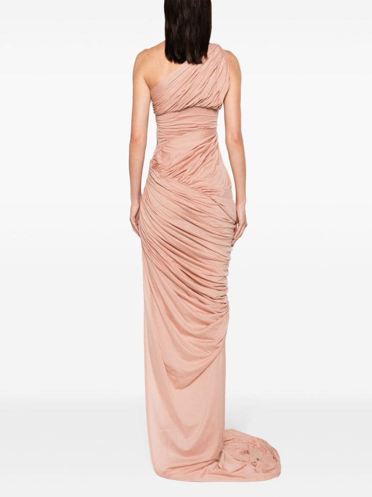 Pink Lido One-shoulder Draped Gown