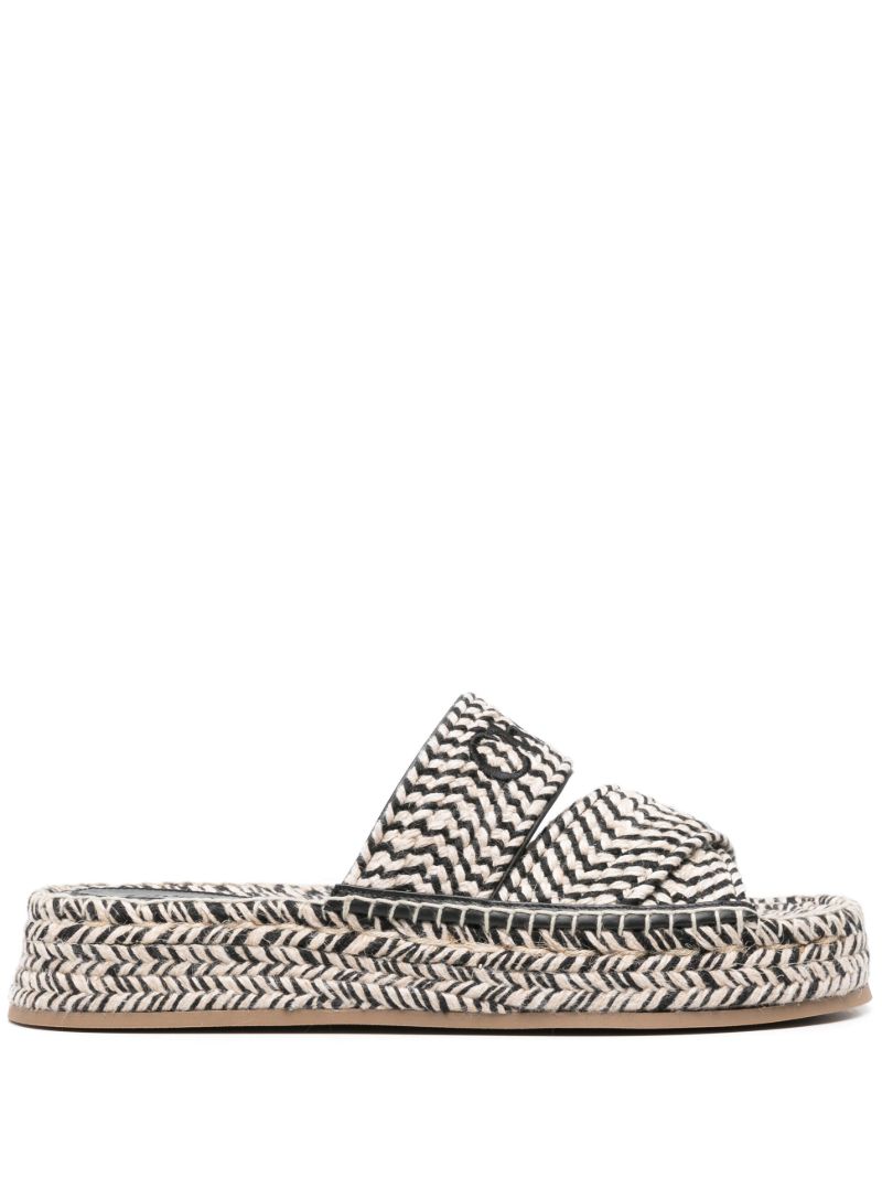 Black Mila Woven Slides