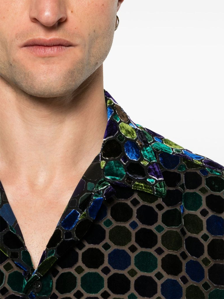 Black Stained Glass Velvet Shirt