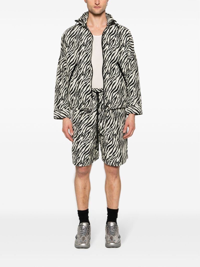 Black Zebra-print Elasticated-waist Shorts