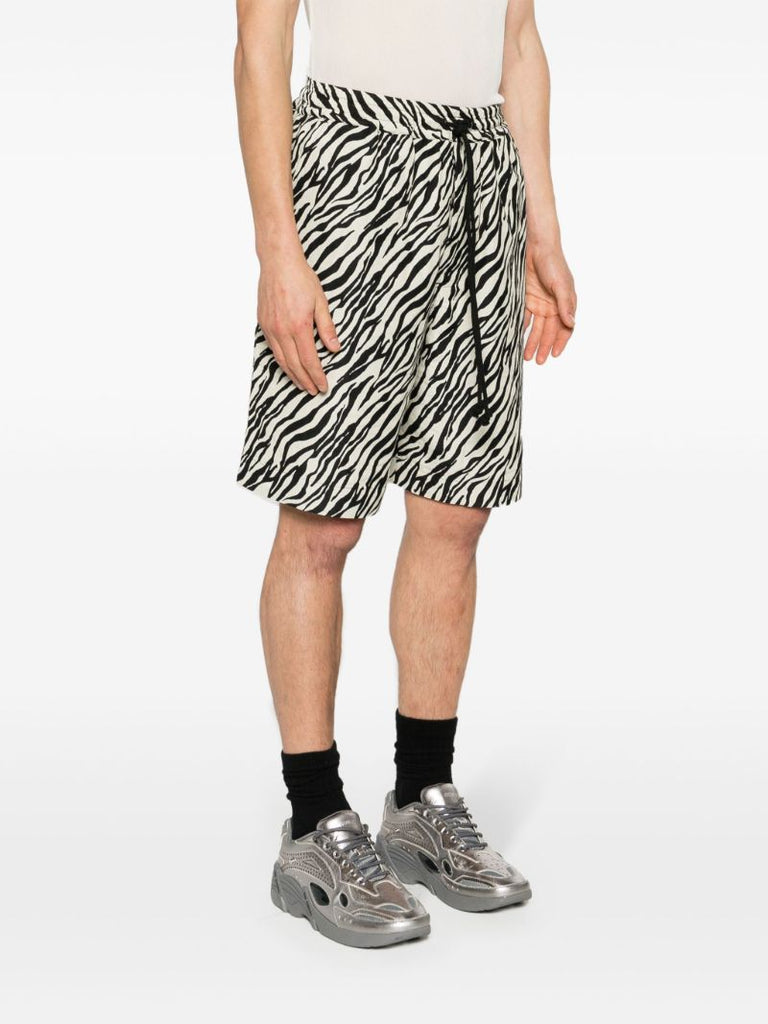Black Zebra-print Elasticated-waist Shorts
