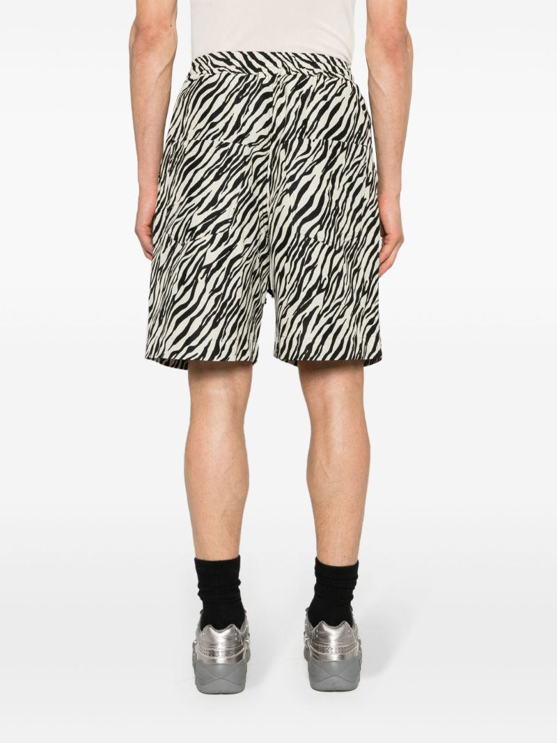 Black Zebra-print Elasticated-waist Shorts
