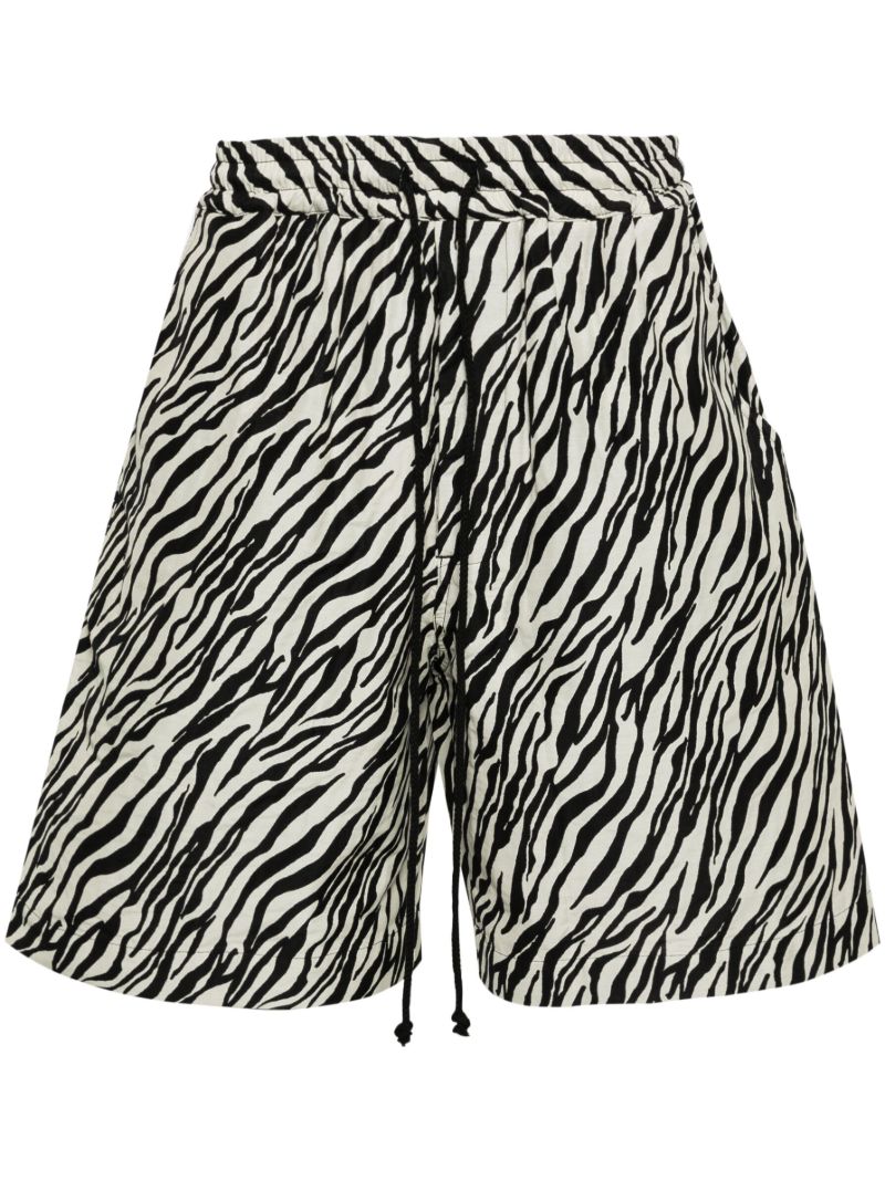 Black Zebra-print Elasticated-waist Shorts