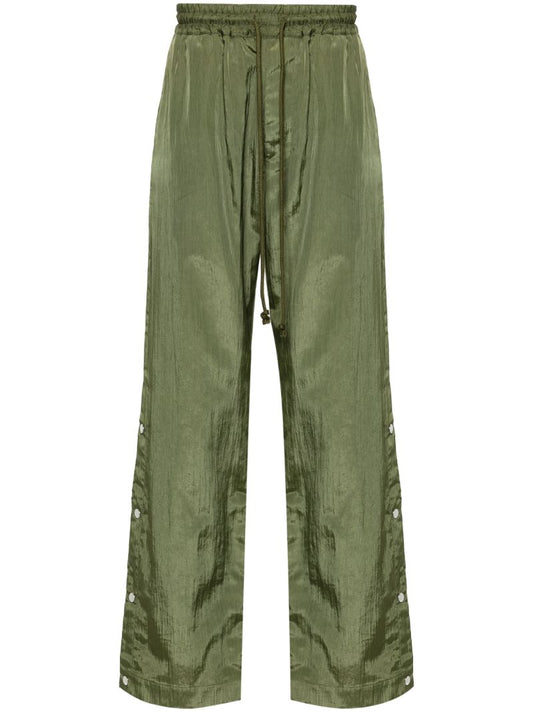 Green Studded Straight-leg Trousers