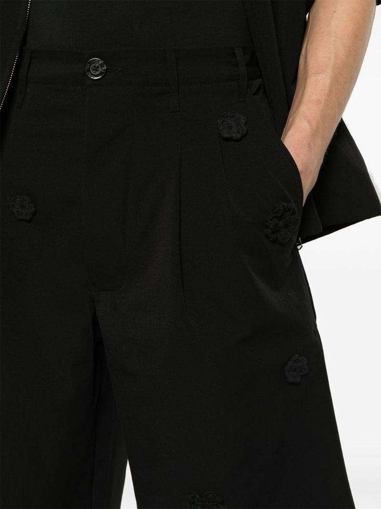 Black Floral-appliquÃ_x0083_Â© Tailored Shorts