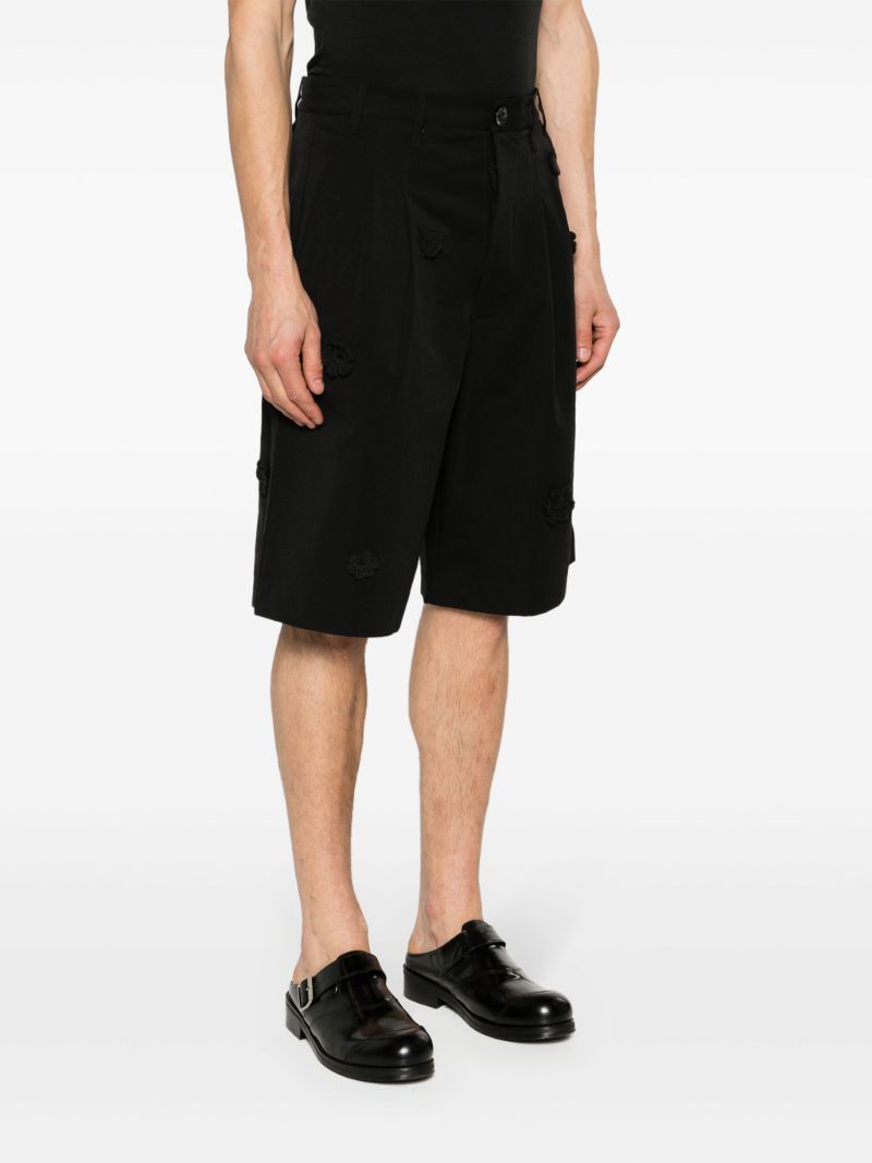 Black Floral-appliquÃ_x0083_Â© Tailored Shorts