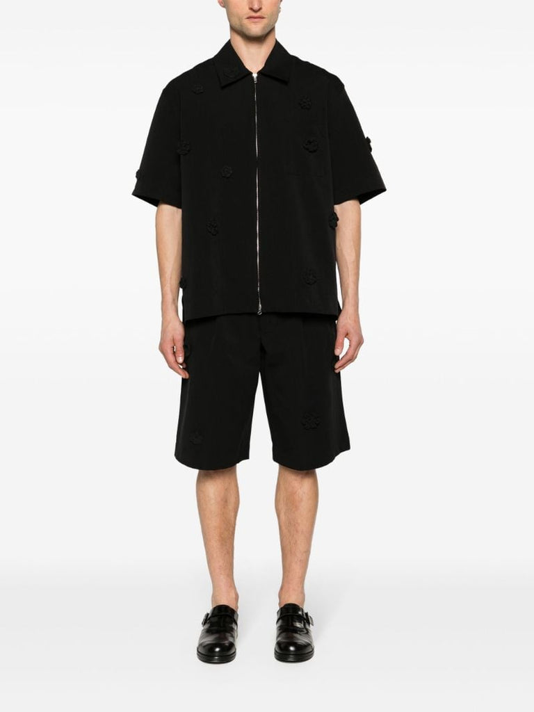 Black Floral-appliquÃ_x0083_Â© Tailored Shorts