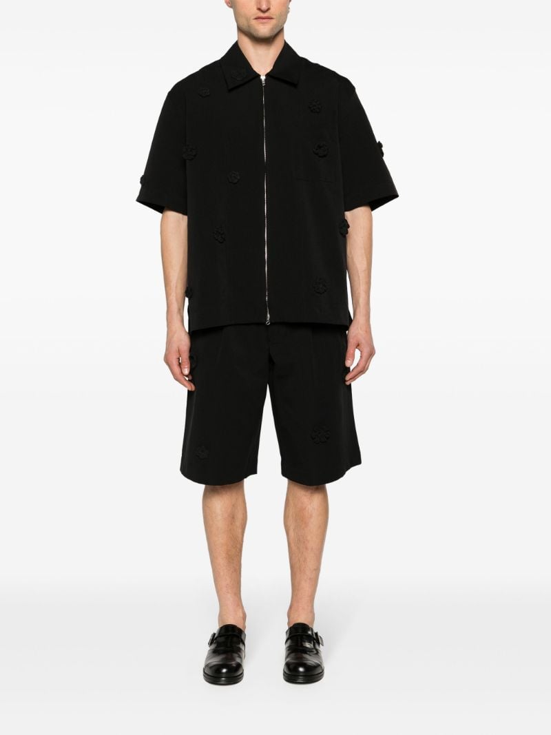 Black Floral-appliquÃ_x0083_Â© Tailored Shorts