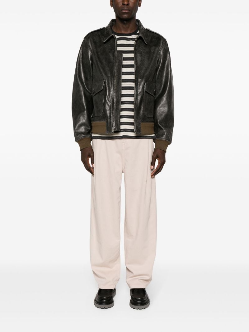 Black Wyatt Leather Bomber Jacket
