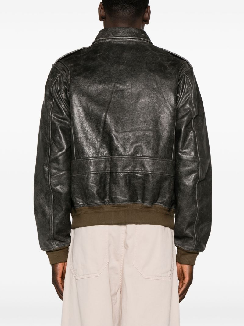 Black Wyatt Leather Bomber Jacket