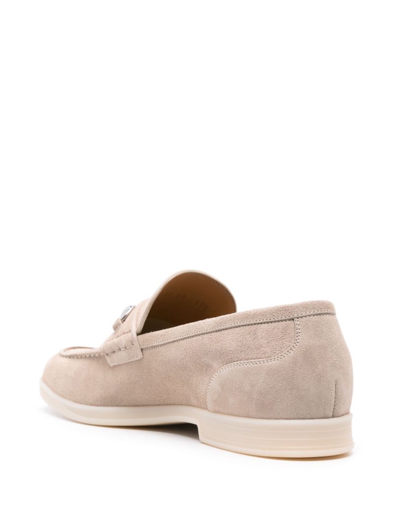 Neutral Horsebit Detail Suede Loafers