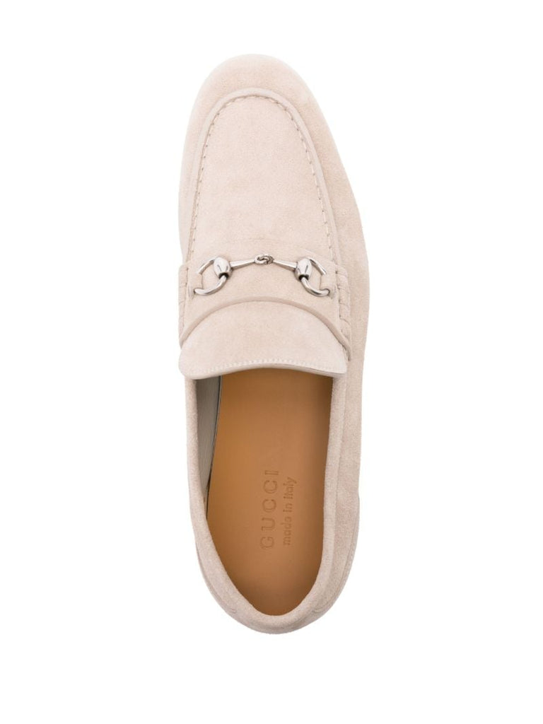 Neutral Horsebit Detail Suede Loafers