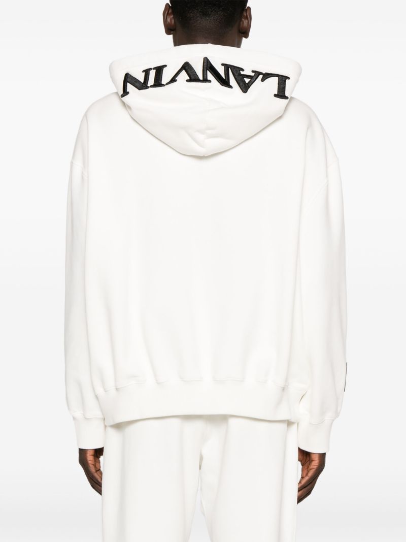 White Logo-embroidered Cotton Hoodie