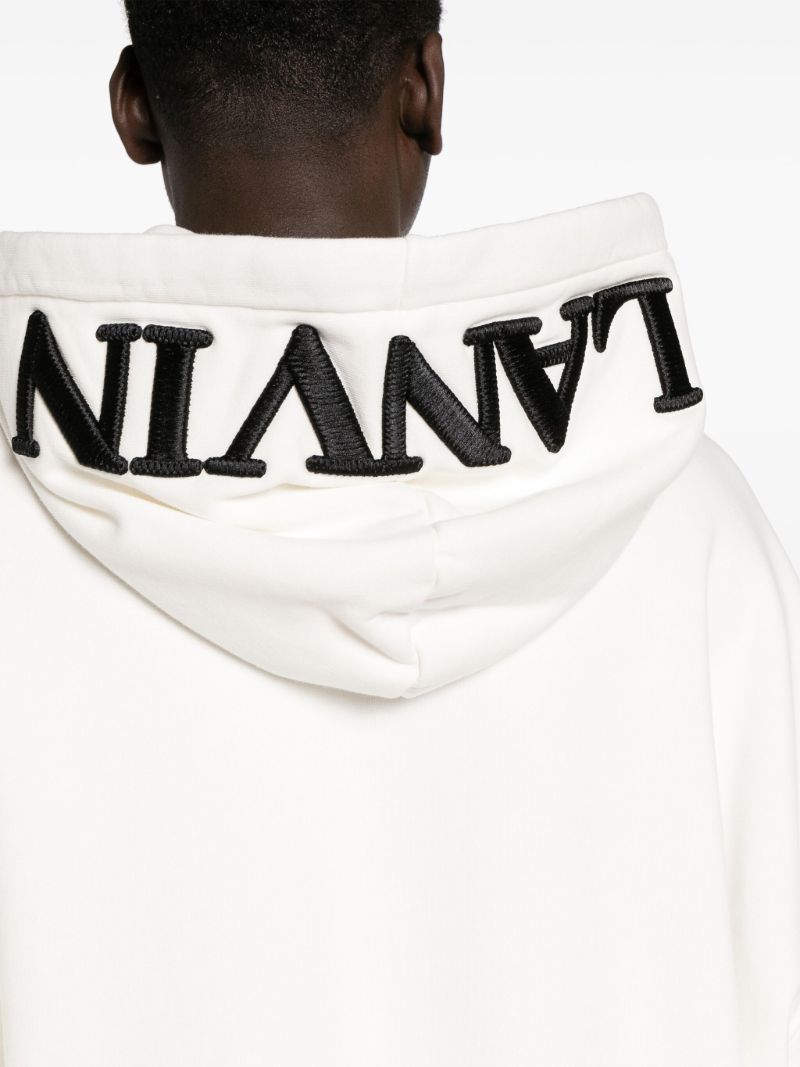 White Logo-embroidered Cotton Hoodie