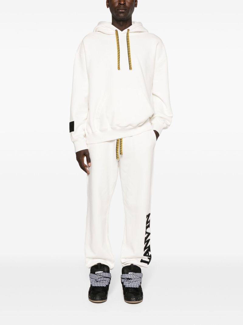 White Logo-embroidered Cotton Hoodie