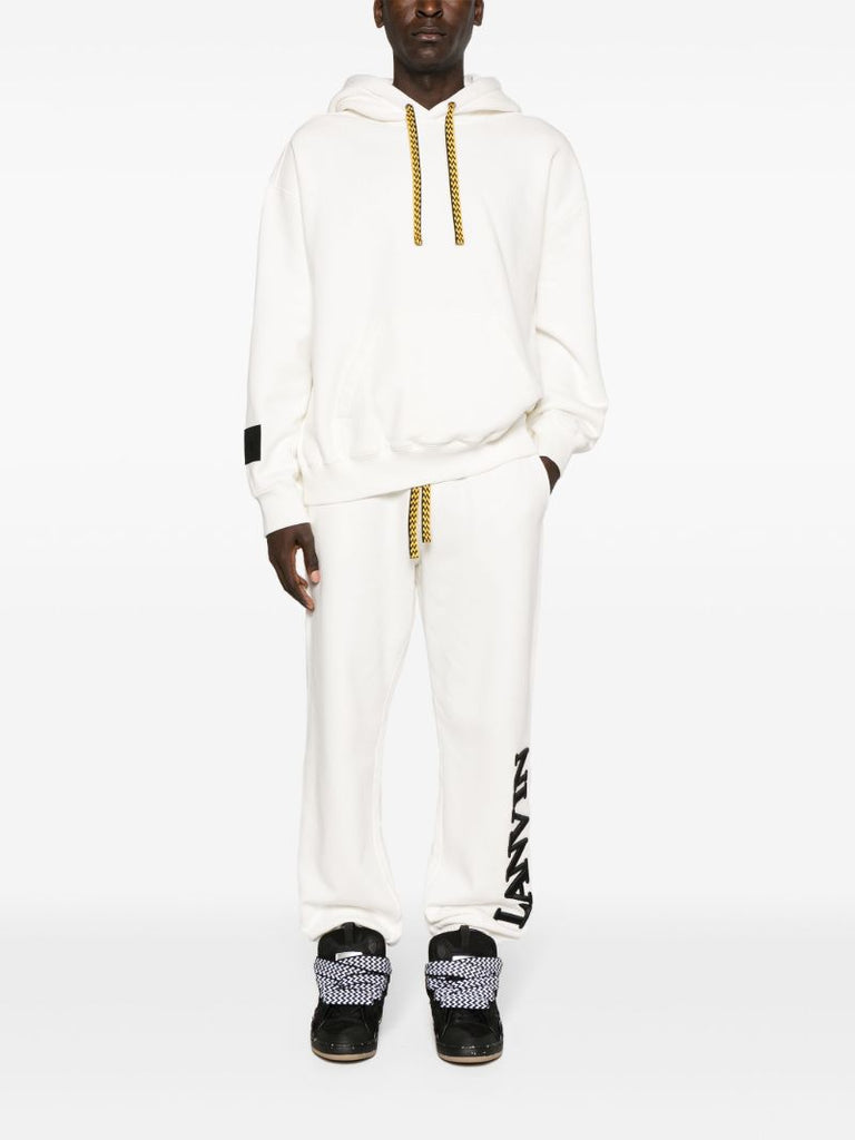 White Logo-embroidered Cotton Hoodie