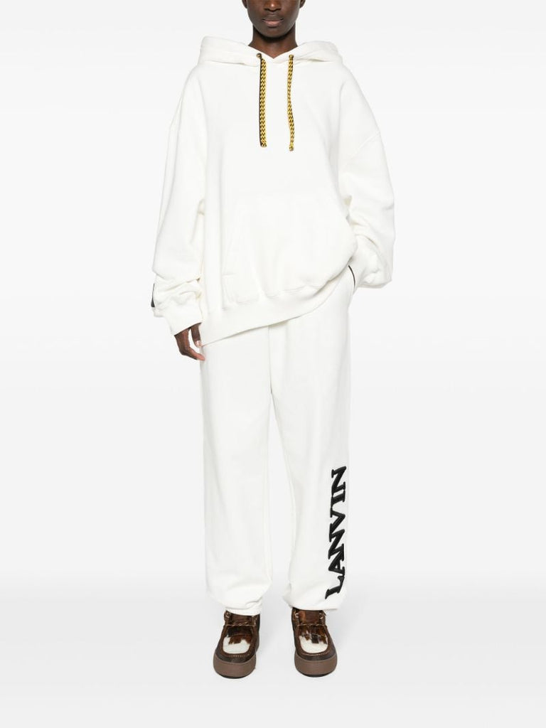 White Logo-embroidered Cotton Hoodie