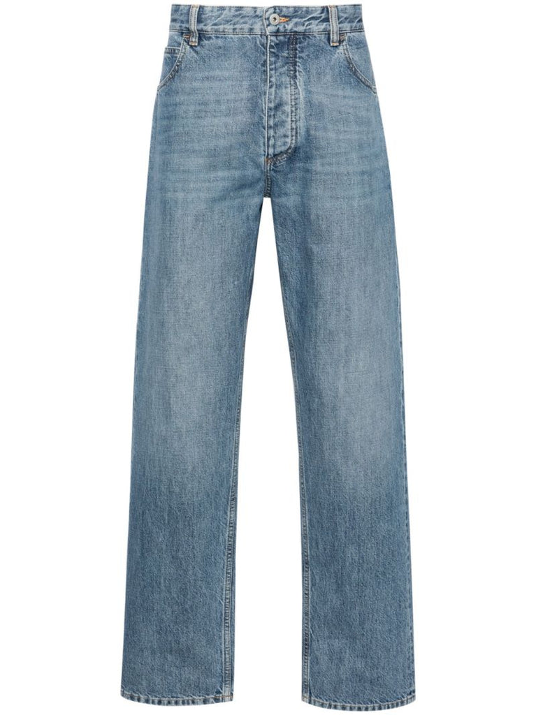 Blue Mid-rise Straight-leg Jeans