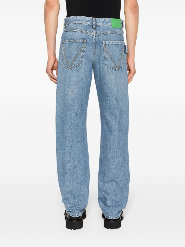Blue Mid-rise Straight-leg Jeans