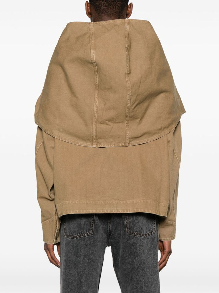 Neutral Layered Cotton Shirt Jacket