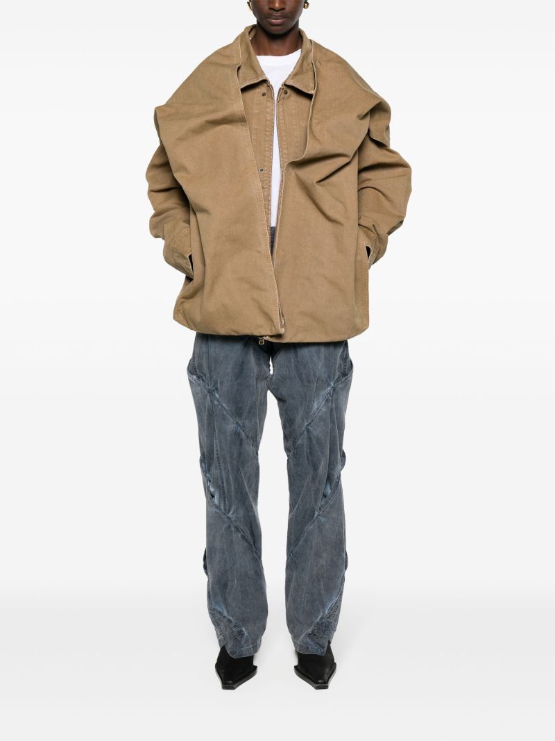 Neutral Layered Cotton Shirt Jacket