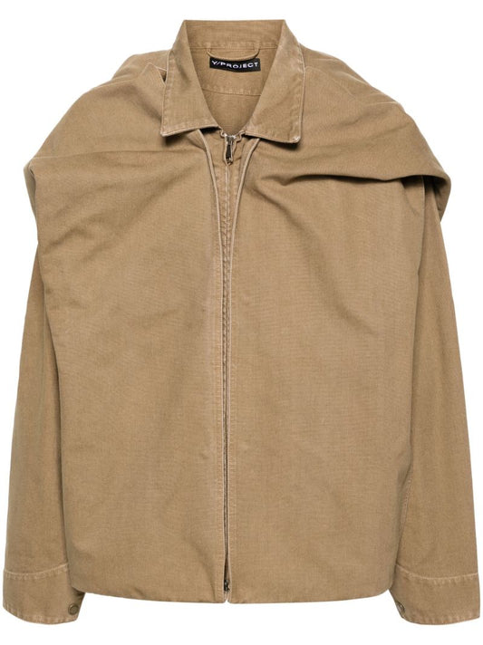 Neutral Layered Cotton Shirt Jacket