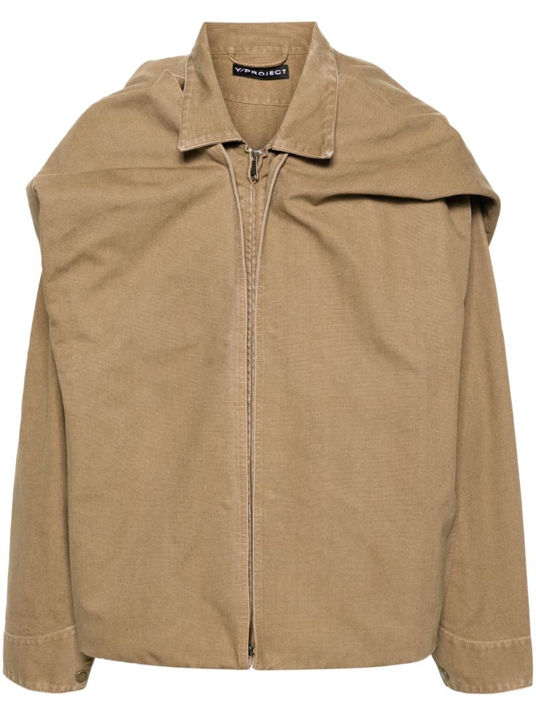 Neutral Layered Cotton Shirt Jacket