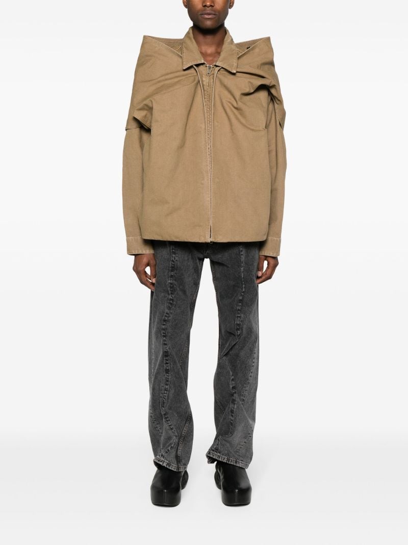 Neutral Layered Cotton Shirt Jacket