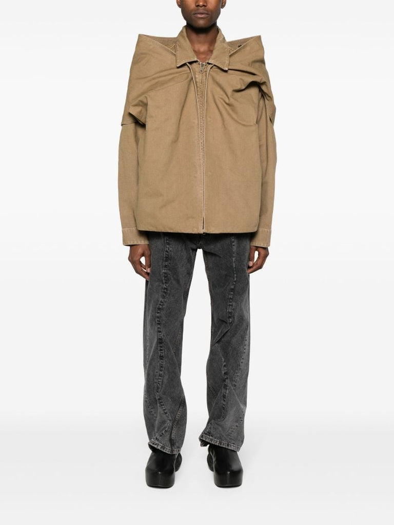 Neutral Layered Cotton Shirt Jacket