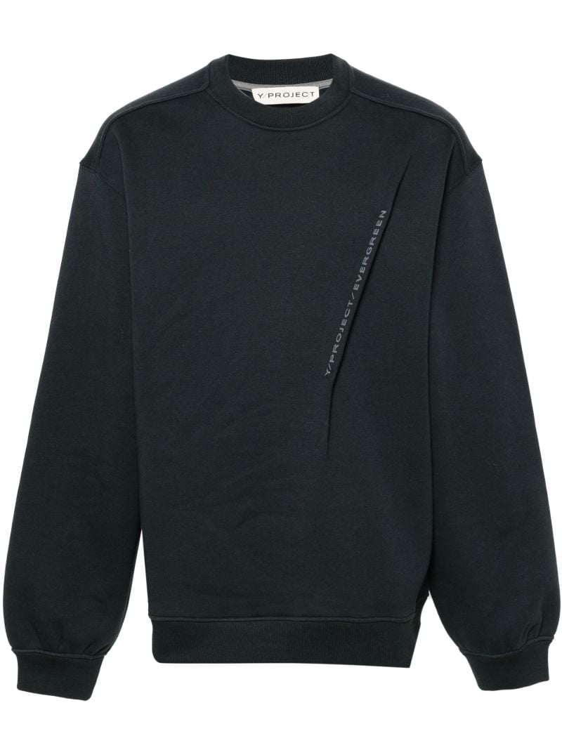 Black Pinched Logo Cotton Sweatshirt