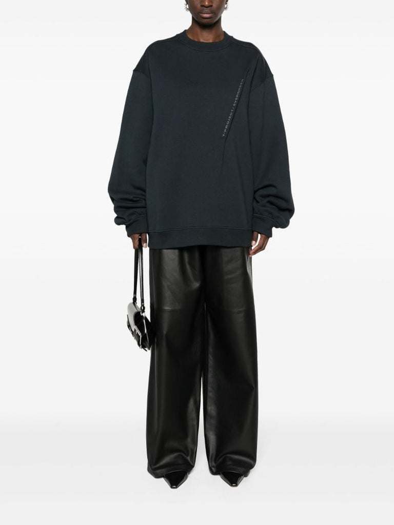 Black Pinched Logo Cotton Sweatshirt