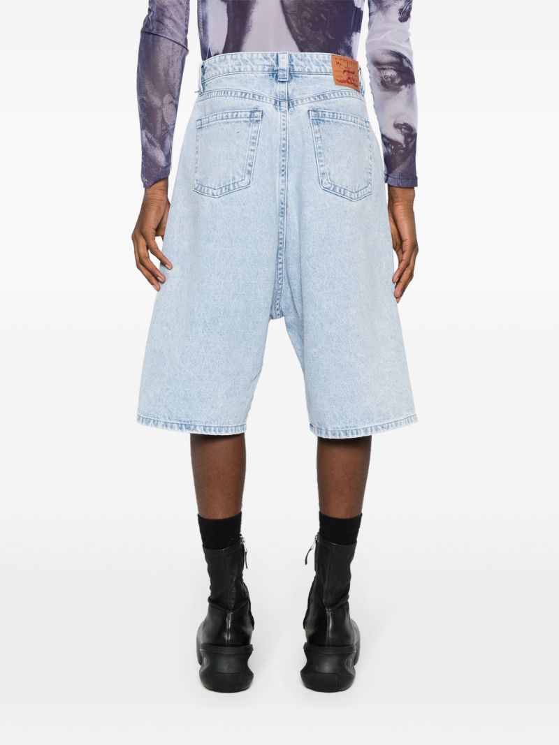 Blue Souffle Faded Denim Shorts