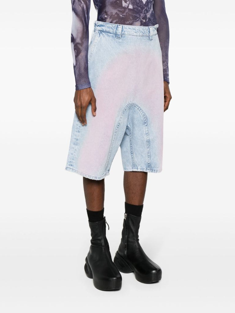 Blue Souffle Faded Denim Shorts
