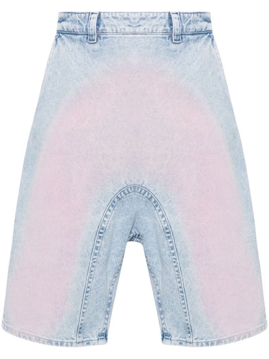 Blue Souffle Faded Denim Shorts